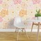 Peel &#x26; Stick Wallpaper 2FT Wide Retro Floral Pink Yellow Orange Pastel Flowers Custom Removable Wallpaper by Spoonflower